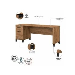 Bush Furniture Somerset Office Desk With 35"-41" Adjustable Return, Hutch, And Bookcase, Fresh Walnut (SET017FW) -Office Supplies Shop sp108409437 sc7