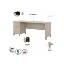 Bush Furniture Somerset Office Desk With 35"-41" Adjustable Return And Hutch, Sand Oak (SET015SO) -Office Supplies Shop sp108409487 sc7