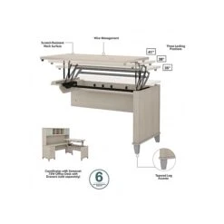 Bush Furniture Somerset Office Desk With 35"-41" Adjustable Return And Hutch, Sand Oak (SET015SO) -Office Supplies Shop sp108409488 sc7