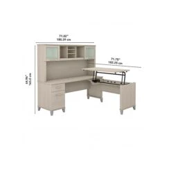 Bush Furniture Somerset Office Desk With 35"-41" Adjustable Return And Hutch, Sand Oak (SET015SO) -Office Supplies Shop sp108409489 sc7