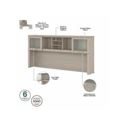 Bush Furniture Somerset Office Desk With 35"-41" Adjustable Return And Hutch, Sand Oak (SET015SO) -Office Supplies Shop sp108409490 sc7