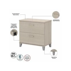 Bush Furniture Somerset Office Desk With 35"-41" Adjustable Return, Hutch, And File Cabinet, Sand Oak (SET016SO) -Office Supplies Shop sp108409510 sc7