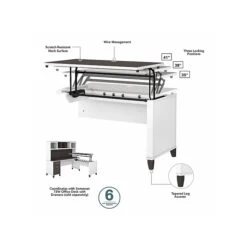 Bush Furniture Somerset Office Desk With 35"-41" Adjustable Return, Hutch, And File Cabinet, Storm Gray/White (SET016SGWH) -Office Supplies Shop sp108409570 sc7