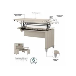 Bush Furniture Somerset 29"-41" Adjustable Desk, Sand Oak (WC81142) -Office Supplies Shop sp108676178 sc7