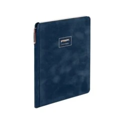 Poppin Velvet Sidekick Professional Notebook With Pen, 6.25" X 8.25", Wide Ruled, 80 Sheets, Storm (107477)