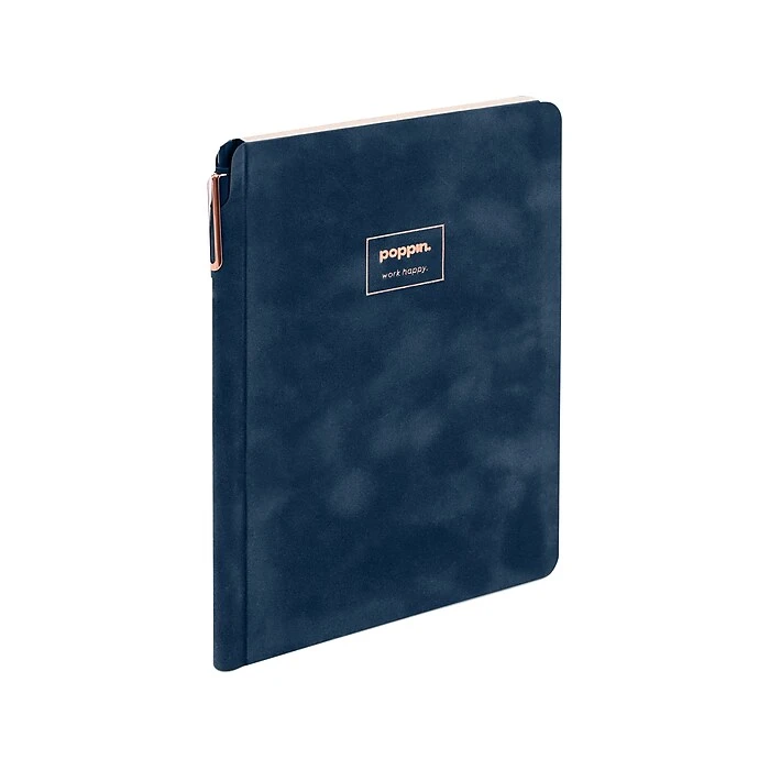 Poppin Velvet Sidekick Professional Notebook With Pen, 6.25" X 8.25", Wide Ruled, 80 Sheets, Storm (107477) 3 Poppin Velvet Sidekick Professional Notebook With Pen, 6.25" X 8.25", Wide Ruled, 80 Sheets, Storm (107477)
