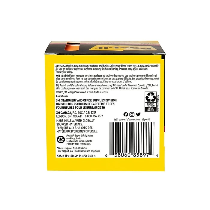 Post-it® Super Sticky Notes Cabinet Pack , 3" X 3", Assorted Colors, 45 Sheets/Pad, 15 Pads/Pack (654-15SSCP) 10 Post-it® Super Sticky Notes Cabinet Pack , 3" X 3", Assorted Colors, 45 Sheets/Pad, 15 Pads/Pack (654-15SSCP) - Image 8