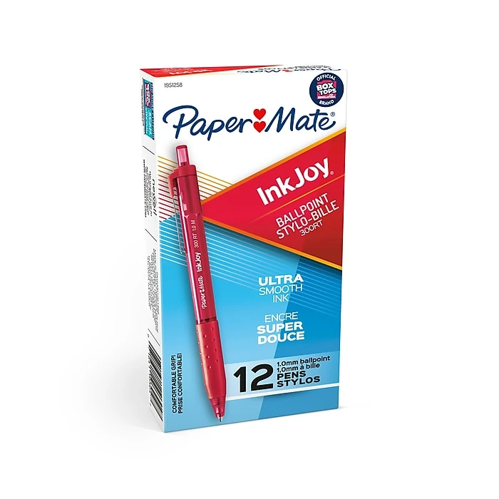 Paper Mate InkJoy 300 RT Retractable Ballpoint Pen, Medium Point, Red Ink, Dozen (1951258) 3 Paper Mate InkJoy 300 RT Retractable Ballpoint Pen, Medium Point, Red Ink, Dozen (1951258)