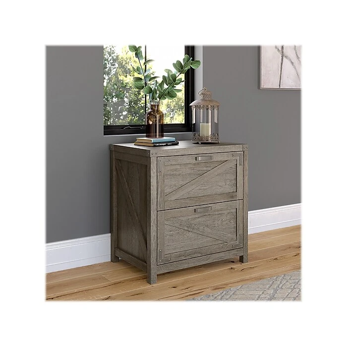 Kathy Ireland® Home By Bush Furniture 2-Drawer Lateral File Cabinet, Letter/Legal, Restored Gray, 29" (CGF129RTG-03) 4 Kathy Ireland® Home By Bush Furniture 2-Drawer Lateral File Cabinet, Letter/Legal, Restored Gray, 29" (CGF129RTG-03) - Image 2