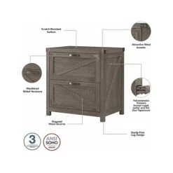 Kathy Ireland® Home By Bush Furniture 2-Drawer Lateral File Cabinet, Letter/Legal, Restored Gray, 29" (CGF129RTG-03) 12 Kathy Ireland® Home By Bush Furniture 2-Drawer Lateral File Cabinet, Letter/Legal, Restored Gray, 29" (CGF129RTG-03) -Office Supplies Shop sp116167235 sc7