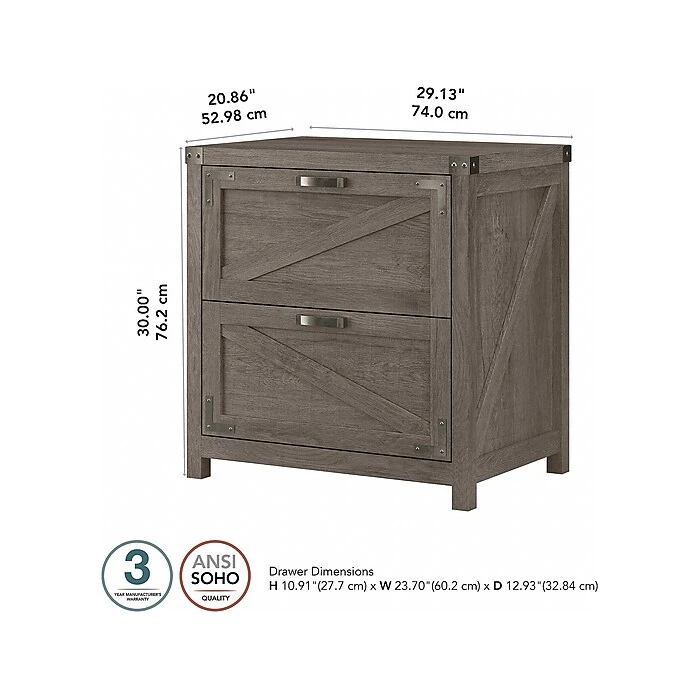 Kathy Ireland® Home By Bush Furniture 2-Drawer Lateral File Cabinet, Letter/Legal, Restored Gray, 29" (CGF129RTG-03) 7 Kathy Ireland® Home By Bush Furniture 2-Drawer Lateral File Cabinet, Letter/Legal, Restored Gray, 29" (CGF129RTG-03) - Image 5
