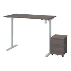 Bestar Universel 28"-45" Adjustable Standing Desk With Mobile Pedestal, Bark Gray (65872-47)