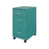 Space Solutions 3-Drawer Vertical File Cabinet, Mobile, Letter, Teal, 18" (24431)