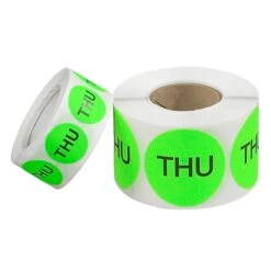 Tape Logic 1" Circle "THU" Days Of The Week Label, Fluorescent Green, 500/Roll -Office Supplies Shop sp127287647 sc7