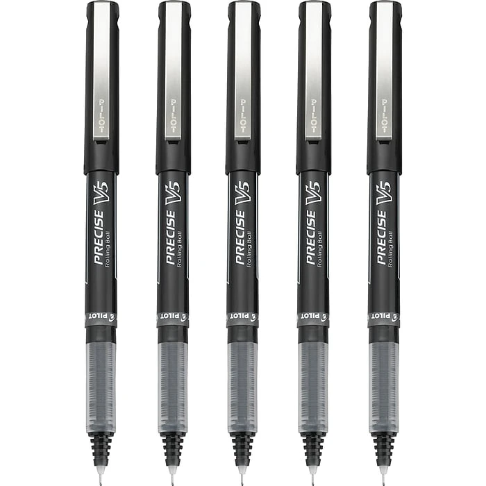 Pilot Precise V5 Rollerball Pens, Extra Fine Point, Black Ink, 5/Pack (26010) 3 Pilot Precise V5 Rollerball Pens, Extra Fine Point, Black Ink, 5/Pack (26010) - Image 2