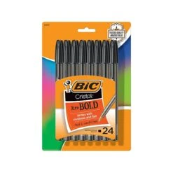 BIC Cristal Ballpoint Pen, Extra Bold Point, Black Ink, 24/Pack (MSBPP241-BLK)