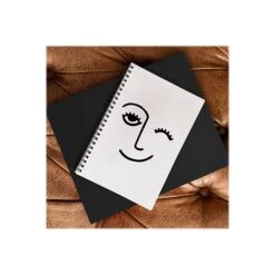 DENY Designs Wink Face By Mambo Art Studio Notebook, 5.5" X 8.25", Dotted, 40 Sheets, White/Black (68797-nobs01) -Office Supplies Shop sp143470496 sc7