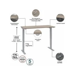 Bush Business Furniture Move 40 Series 28"-48" Adjustable Standing Desk, Sand Oak/Cool Gray Metallic (M4S4830SOSK) -Office Supplies Shop sp145952744 sc7