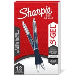 Sharpie S-Gel Metal RT Gel Pen, Medium Point, Black Ink, 12/Pack (2126189)