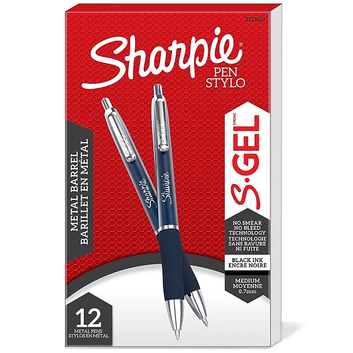 Sharpie S-Gel Metal RT Gel Pen, Medium Point, Black Ink, 12/Pack (2126189) 3 Sharpie S-Gel Metal RT Gel Pen, Medium Point, Black Ink, 12/Pack (2126189)