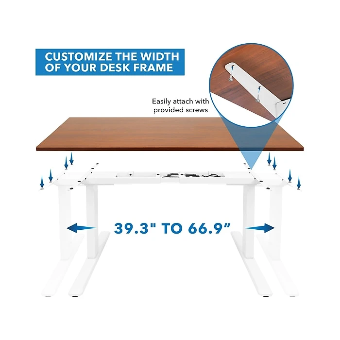 Mount-It! 25"-51"H Adjustable Electric Sit-Stand Desk, Brown/White (MI-18068) 4 Mount-It! 25"-51"H Adjustable Electric Sit-Stand Desk, Brown/White (MI-18068) - Image 2