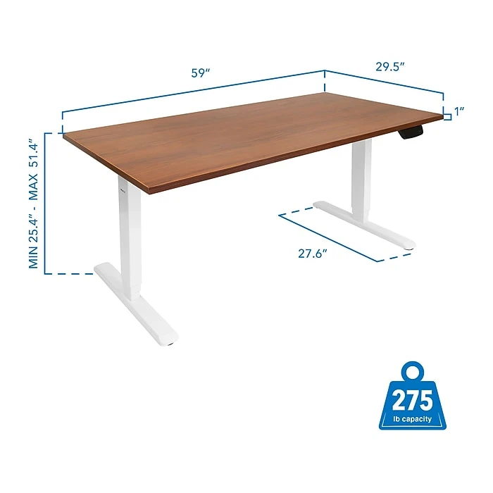 Mount-It! 25"-51"H Adjustable Electric Sit-Stand Desk, Brown/White (MI-18068) 6 Mount-It! 25"-51"H Adjustable Electric Sit-Stand Desk, Brown/White (MI-18068) - Image 4