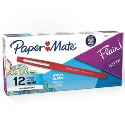 Paper Mate Flair Felt Pen, Medium Point, Red Ink, Dozen (8420152) -Office Supplies Shop sp163415487 sc7