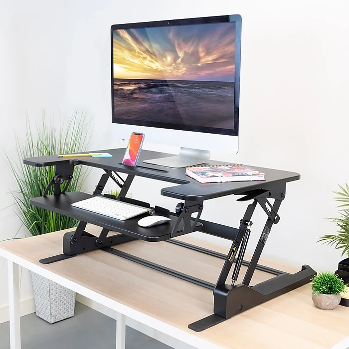 Mount-It! 36"W Standing Desk Converter, Plastic/Steel (MI-7926) 5 Mount-It! 36"W Standing Desk Converter, Plastic/Steel (MI-7926) - Image 3