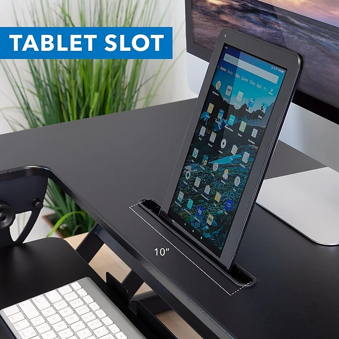 Mount-It! 36"W Standing Desk Converter, Plastic/Steel (MI-7926) 10 Mount-It! 36"W Standing Desk Converter, Plastic/Steel (MI-7926) - Image 8