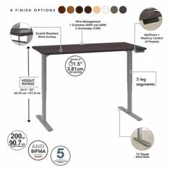 Bush Business Furniture Move 80 Series 23''-49'' Adjustable Standing Desk, Storm Gray/Cool Gray Metallic (HAT7230SGK) -Office Supplies Shop sp164436576 sc7