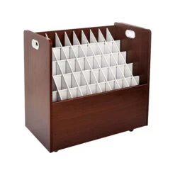 AdirOffice 50-Slot Roll File Cabinet, Mobile, Mahogany, 30", 2/Pack (626-MA-2PK) (24528532)