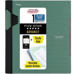 Mead Five Star 1-Subject Subject Notebook, 8.5" X 11", College Ruled, 100 Pages, Each (06322)