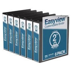 Davis Group Easyview Premium 2" 3-Ring View Binder, Black, 6/Pack (8413-01-06)