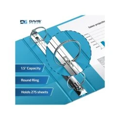 Davis Group Easyview Premium 1 1/2" 3-Ring View Binder, Turquoise Blue, 6/Pack (8412-52-06) -Office Supplies Shop sp179266180 sc7