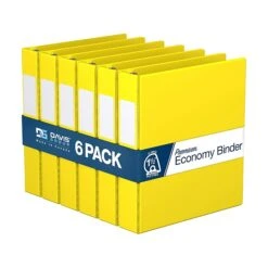 Davis Group Premium Economy 1 1/2" 3-Ring Non-View Binder, Yellow, 6/Pack (2302-05-06)