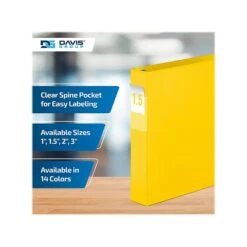 Davis Group Premium Economy 1 1/2" 3-Ring Non-View Binder, Yellow, 6/Pack (2302-05-06) -Office Supplies Shop sp179266435 sc7