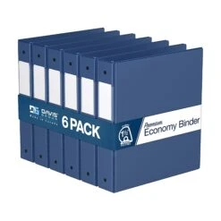 Davis Group Premium Economy 1 1/2" 3-Ring Non-View Binder, Royal Blue, 6/Pack (2302-92-06)