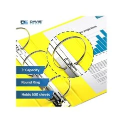 Davis Group Easyview Premium 3" 3-Ring View Binder, Yellow, 6/Pack (8414-05-06) -Office Supplies Shop sp179266671 sc7