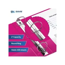Davis Group Easyview Premium 2" 3-Ring View Binder, Pink, 6/Pack (8413-43-06) -Office Supplies Shop sp179266734 sc7