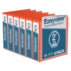 Davis Group Easyview Premium 2" 3-Ring View Binder, Orange, 6/Pack (8413-19-06)