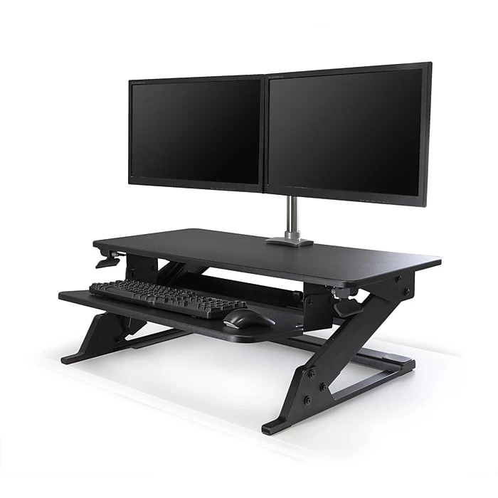 LifeFlo Ergonomics Clarity Sit Or Stand Workstation For Desktop 6.2”H X 35.4”W X 23.2”D, Black (LFO-OL2914-B 4 LifeFlo Ergonomics Clarity Sit Or Stand Workstation For Desktop 6.2”H X 35.4”W X 23.2”D, Black (LFO-OL2914-B - Image 2