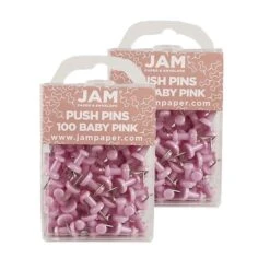 JAM Paper Push Pins, Baby Pink, 2 Packs Of 100 (222419048A) -Office Supplies Shop sp29738290 sc7