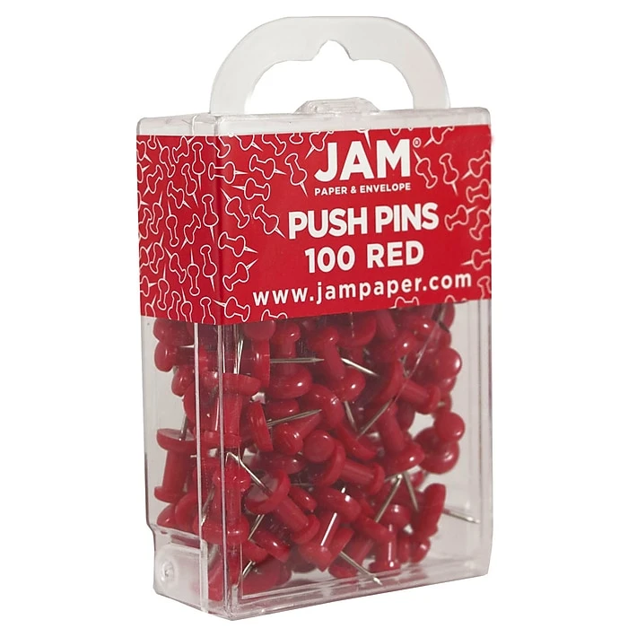 JAM Paper Pushpins, Red, 2 Packs Of 100 (2242955A) 4 JAM Paper Pushpins, Red, 2 Packs Of 100 (2242955A) - Image 2