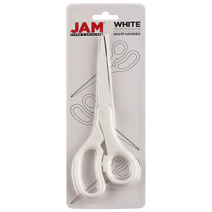 JAM Paper® Heavy Duty Multi-Purpose Precision Scissors, 8" Stainless Steel Blades, White (342WH) 6 JAM Paper® Heavy Duty Multi-Purpose Precision Scissors, 8" Stainless Steel Blades, White (342WH) - Image 4