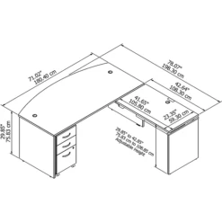 Bush Business Furniture Westfield 72W X 36D 3 Position Bow Front Sit To Stand L Desk W/ File Cabinet, Mocha Cherry (SRC126MRSU) -Office Supplies Shop sp38463783 sc7