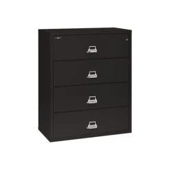 FireKing Classic 4-Drawer Lateral File Cabinet, Fire Resistant, Letter/Legal, Black, 44.5"W (4-4422-CBL)