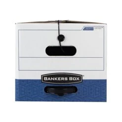 Bankers Box Liberty Plus Heavy-Duty FastFold File Storage Boxes, String & Button, Letter Size, White/Blue, 12/Carton (11111) -Office Supplies Shop sp40285859 sc7