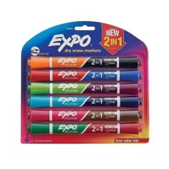 Expo 2-in-1 Dry Erase Markers, Chisel Tip, Assorted, 6/Pack (1944657)