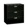 HON Brigade 600 Series 3-Drawer Lateral File Cabinet, Locking, Letter/Legal, Black, 42"W (H693.L.P)