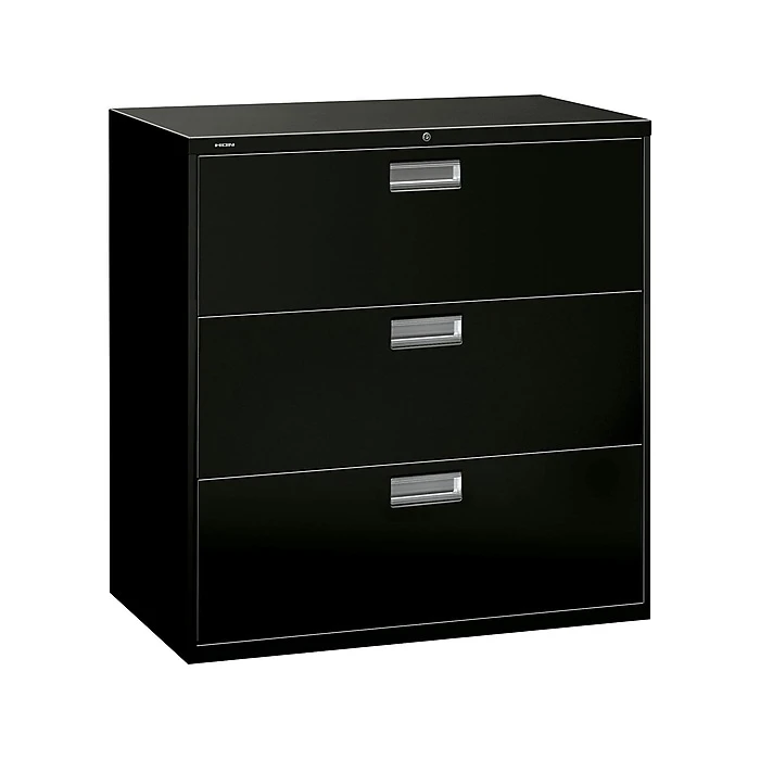 HON Brigade 600 Series 3-Drawer Lateral File Cabinet, Locking, Letter/Legal, Black, 42"W (H693.L.P) 3 HON Brigade 600 Series 3-Drawer Lateral File Cabinet, Locking, Letter/Legal, Black, 42"W (H693.L.P)